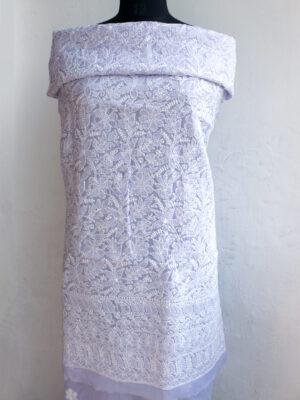 Lavender-chikankari-cotton-kurta-fabric at Shilphaat.com