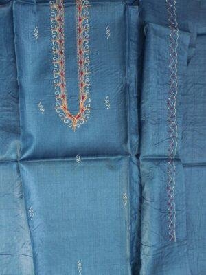 Metal-Blue-Mens-pure-silk-kurta-fabric at Shilphaat.com