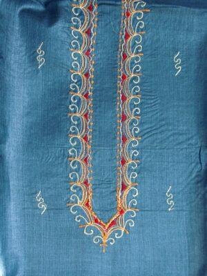 Metal-Blue-gents-tussar-silk-kuta-fabric at Shilphaat.com