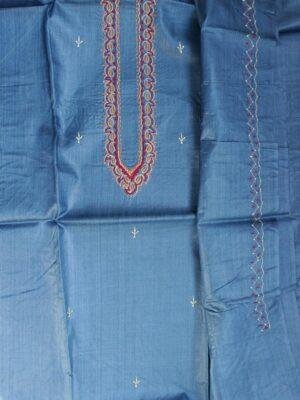 Metallic-Blue-Mens-pure-silk-kurta-fabric at Shilphaat.com