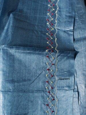 Metallic-Blue-gents-silk-kurta-fabric at Shilphaat.com