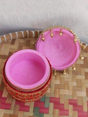 Red-sequins-lace-small-wood-Sindoor-dani at Shilpaat.com