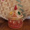 Red-sequins-lace-small-wooden-sindur-box at Silphaat.com
