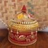 Red-zari-lace-big-wooden-sindoor-box at Shilphaat.com