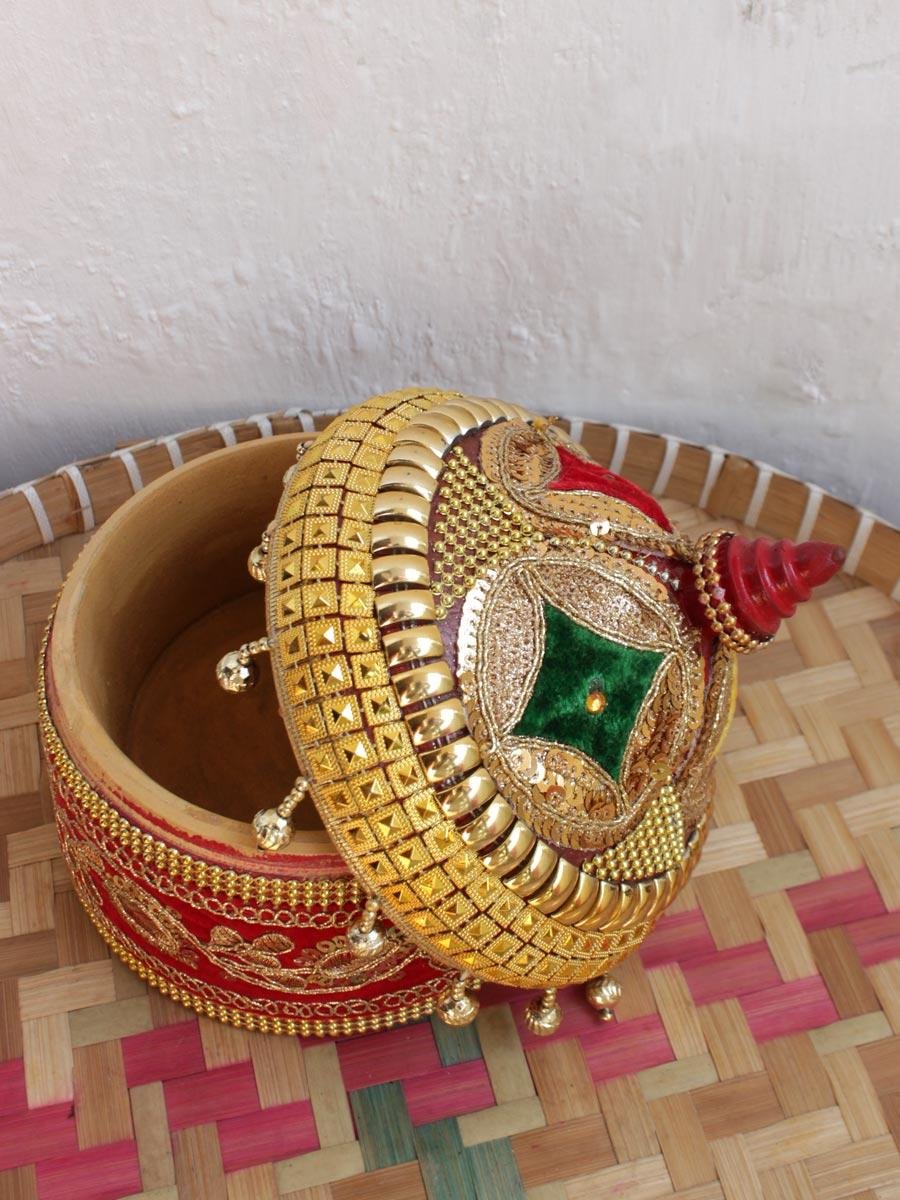 Red-zari-lce-big-wooden-sindhora Red-zari-lce-big-wooden-sindhora at Shilphaat.com