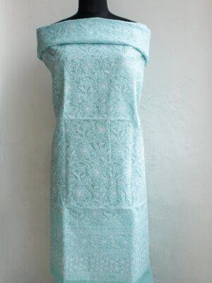Sea-Blue-cotton-Chikankari-Kurta-Fabric at Shilphaat.com