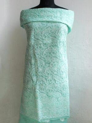 Seafoam-Green-cotton-Chikankari-Kurta-Fabric at Shilphaat.com