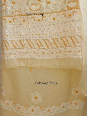 Yellow-chikankari-cotton-3pc-lucknowi-suit-at Shilphaat.com