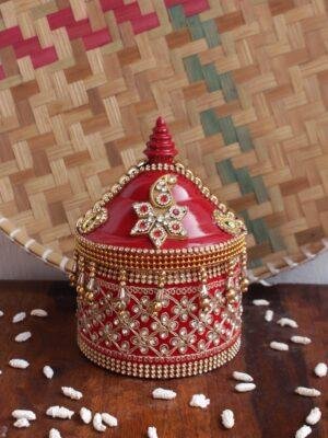 Crystal-Paisley-small-wooden-sindoor-box at Shilphaat.com