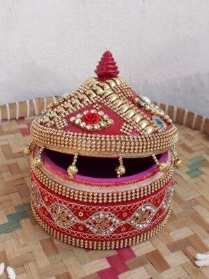 Crystal-Red-lace-wooden-wedding-Sinhora at Shilphaat.com
