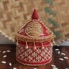 Crystal-Red-small-wooden-sindoor-box at Shilphaat.com