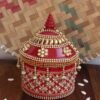 Crystal-Red-velvet-small-wooden-sindoor-box at Shilphaat.com