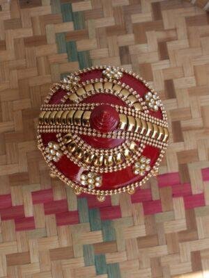 Crystal-Red-velvet-small-wooden-sinhora at Shilphaat.com