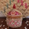 Crystal-and-beads-small-wooden-sindoor-box at Shilphaat.com