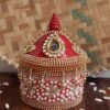 Crystal-and-pearls-small-wooden-sindoor-box at Shilphaat.com