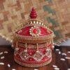 Crystal-and-sequins-small-wooden-sindoor-box at Shilphaat.com