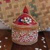 Crystal-beads,-peacocks-small-wooden-sindoor-box