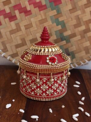 Crystals-and-Roses-small-wooden-sindoor-box at Shilphaat.com