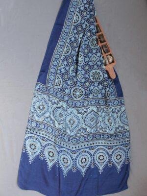 Indigo-and-Black-Modal-silk-Ajrakh-stole at Shilphaat.com