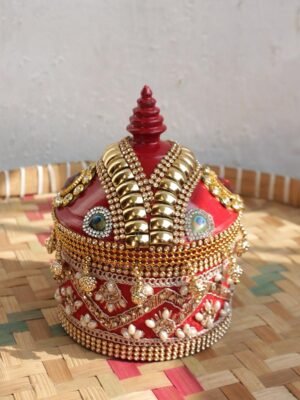 Red-Crystal-and-beads-small-wooden-wedding-sindhora