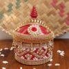 Beads-and-roses-Red-small-wooden-sindur-box at Shilphaat.com