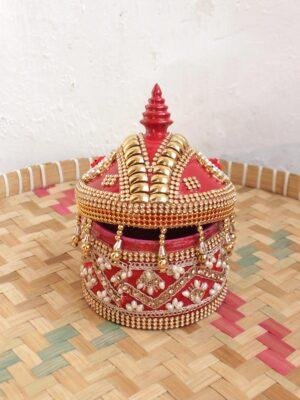 Beads-and-roses-red-small-wooden-wedding-sinhora at Shilphaat.com