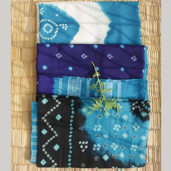 Blue-Bandhej-woolen-shawls at Shilphaat.com