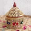 Multicolour-crystal-lace-medium-wooden-sindoor-box at Shilphaat.com