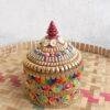 Multicolour-lace-medium-wooden-sindoor-box at Shilphaat