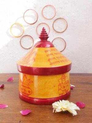 Red-and-Yellow-Big-wooden-sindur-dani at Shilphaat.com