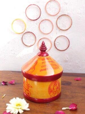 Red-and-Yellow-small-wooden-Sindhora at Shilphaat.com