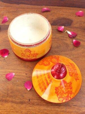 Red-and-Yellow-small-wooden-Sinhora at Shilphaat.com