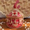 Zari-Crystals-Roses-samll-wooden-Sindur-Box at Shilphaat.com