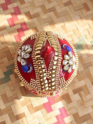 Zari-and-Blue-Peacock-small-wooden-sinhora at Shilphaat.com