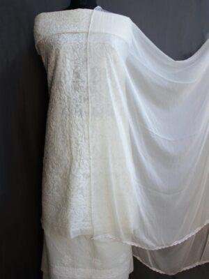 Cream-White-chikankari-cotton-3pc-ladies-suit at Shilphaat.com