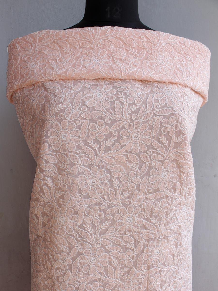 Peach-cotton-chikankri-kurta-fabric Peach-cotton-chikankri-kurta-fabric