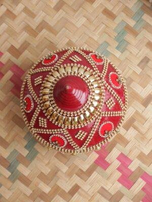 Red-zari-and-crystal-big-wedding-sindur-dani at Shilphaat.com