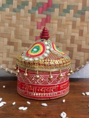 Saubhagyavati-Bhav-medium-wooden-Sindoor-box at Shilphaat.com