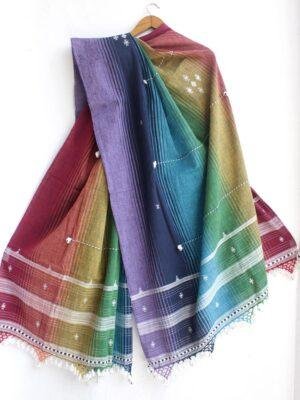 Kala-cotton-rainbow-bhujodi-handwoven-dupatta