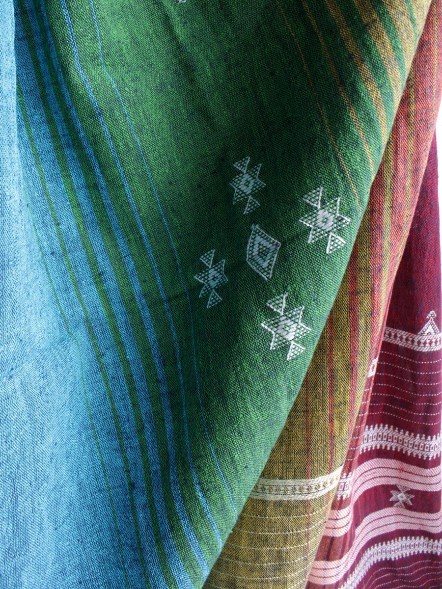 Rainbow-Kala-cotton-handwoven-Bhujodi-Dupatta Rainbow-Kala-cotton-handwoven-Bhujodi-Dupatta at Shilphaat.com