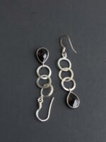 3 rings, Black-stone, pure silver Earrings - Image 2