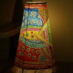 Abstract painted Leather Puppetry Table Lamp