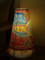 Abstract painted Leather Puppetry Table Lamp