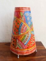 Abstract painted Leather Puppetry Table Lamp - Image 3
