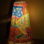 Abstract painted Tholu Bommalata Table Lamp
