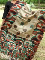Abstract Printed, Beige Tussar Silk Dupatta