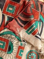 Abstract Printed, Beige Tussar Silk Dupatta - Image 3