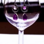 Amethyst fitted Purple Silver Earrings