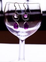 Amethyst fitted Purple Silver Earrings