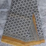Bagru Block-Printed Off-White Chanderi saree
